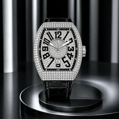 Diamond Stone Men's Luxury Fashion Watch, (Working Date & Premium Textured Strap)