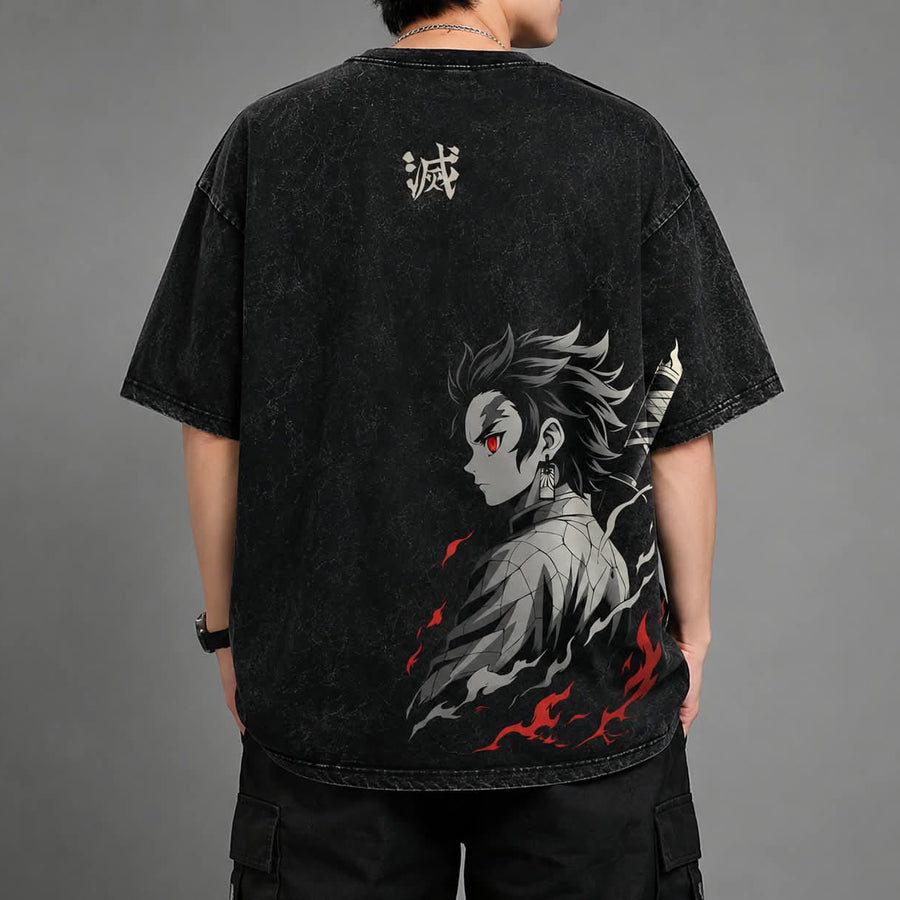 Shadow Anime Oversized T-Shirt – Black & White